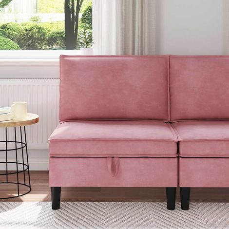 vidaXL Canapé moyen avec rangement Rose Velours (1/5)