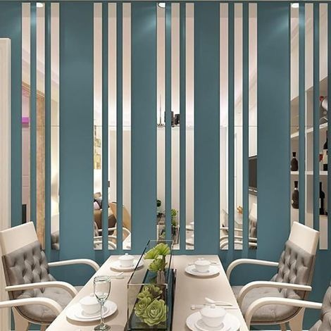Lot de 20 autocollants muraux en forme de losange - Miroir acrylique amovible 3D - Décoration murale intérieure pour la maison, le salon et la chambre (1/4)