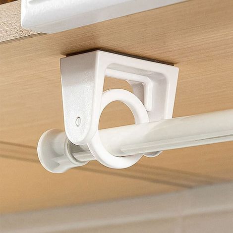 Fixateur De Tige Rétractable - 360° Pivotant - Pour Porte-Serviette Et Rideau De Douche - Sans Perçage - Adhésif Fort - 2 Pièces (1/3)