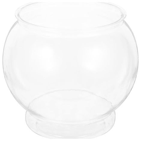 Round Clear Plastic Fish Bowl, 18x16cm, for Decorative Aquarium and Plants, Office or Home Use (1/5)