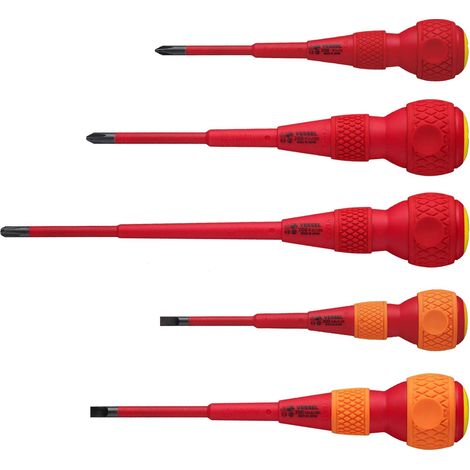 VESSEL Cacciavite BALL GRIP VDE (isolati) Crociforma/piatto, set di 5 pezzi (1/3)