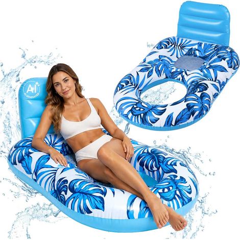 Inflatable Pool Lounger Chair with Backrest (1/5)