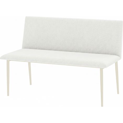 Chaise de salle à manger sans accoudoirs, revêtement aspect lin, chaise de cuisine avec dossier et pieds en métal, pour salon, couleur crème (1/5)