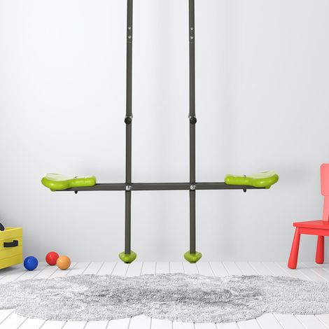 Balançoire agrès vis-à-vis pour les enfants en acier et plastique pour portique - 3 à 6 ans 97,5 x 23 x 170 cm vert (1/5)
