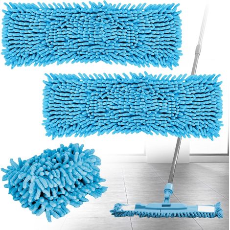 Set mit 2 Chenille-Mikrofaser-Wischmopps – Ersatzbezug – Flacher Chenille-Wischmopp – Für optimale Schmutzaufnahme – Ideal für Böden wie Fliesen und Laminat