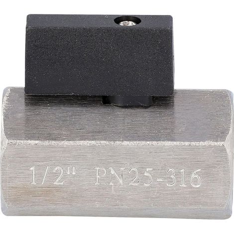 Effebi Mini-Kugelhahn kurzer Hebel, DN 8 1/4" IG x IG, Edelstahl AISI 316 (1/3)
