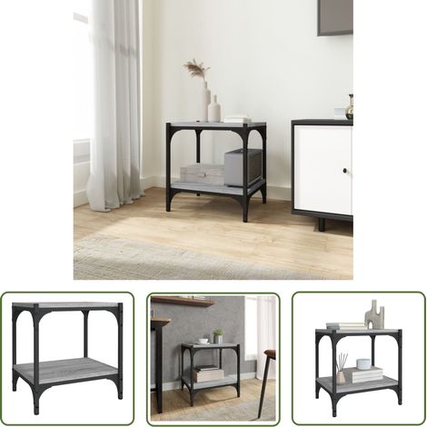 The Living Store TV-Schrank Grau Sonoma 40x33x41 cm Holzwerkstoff und Stahl - TV Schrank - Industrieller Stil - Holzwerkstoff - Stahl - Grauer TV Stand (1/5)
