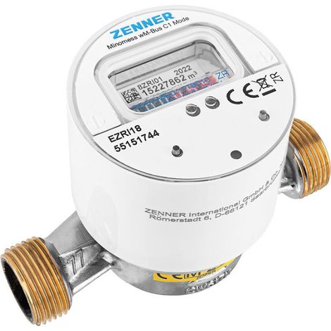 Compteur d'eau froide Zenner, Minomess, 30°C Q3 2,5, BL:110mm-DN15- 1/2 R40HV 325 RK, wireless M-Bus