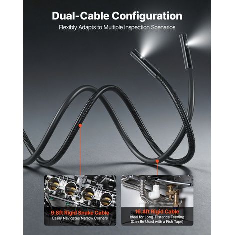 Caméra Endoscopique Triple Objectif Endoscope Écran IPS HD 7 pouces Caméra Inspection pour Canalisation et Automobile, avec Câbles… (1/5)