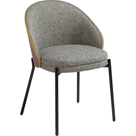 Chaise design Angel Cerda en noyer et tissu gris - Gris chaleureux et bois naturel de noyer (1/5)