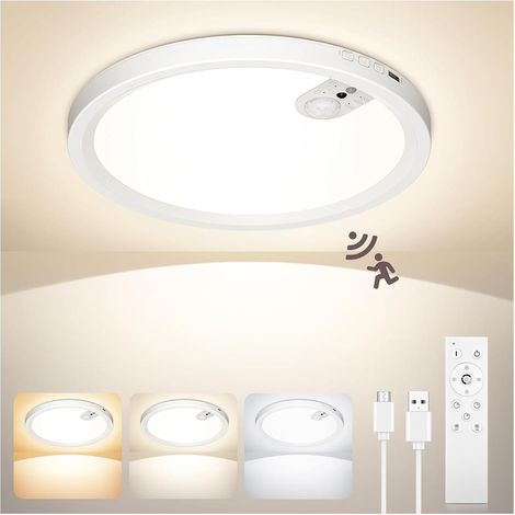 Ø22CM Rechargeable Plafonnier avec Détecteur de Mouvement Moderne Lampe 7000mAh Batterie 3 Températures Couleur Réglage Luminosité Télécommande Minuterie Couloir Escalier Garage (1/5)