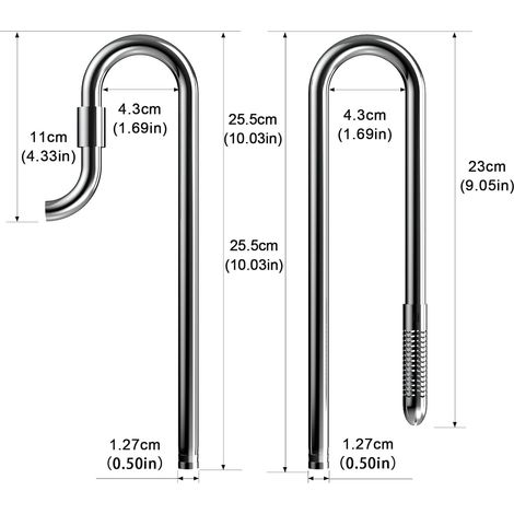 1 Set Tuyau Acier Inoxydable, Entrée Sortie 360°, Compatible 12/16 Mm, Pour Aquarium Nano