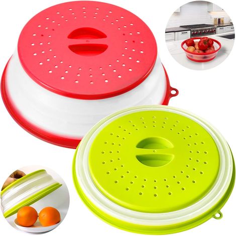 Confezione da 2 coperchi per microonde, 27 cm, trasparenti, in acrilico, senza BPA, anti-schizzi