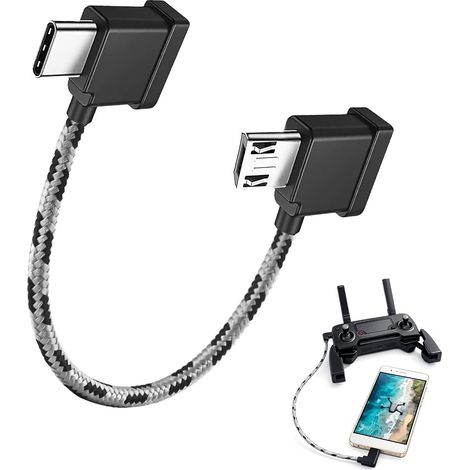 Câble de Télécommande USB C vers Micro USB 30 cm, Nylon Tressé, Câble OTG USB C pour Drones DJI comme Mini SE, Mavic Mini, Mavic Air, Mavic 2 Pro, Compatible avec Drones DJI (1/5)