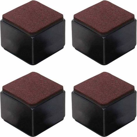Lot de 4 rehausseurs de meubles autocollants en acier au carbone - 50 mm de hauteur pour lits, canapés, armoires - Carrés noirs, (1/4)
