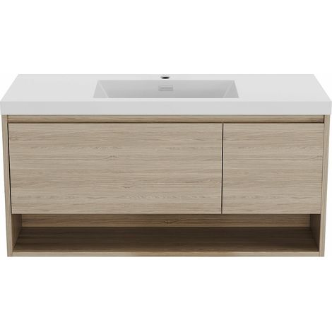 Mobile per bagno sospeso lavabo singolo 120 cm Naturale chiaro - PUJUKA
