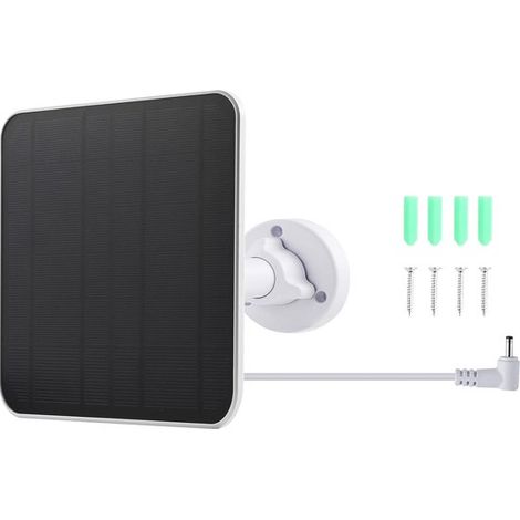 Cargador de cámara con energía solar, panel solar de 5 W para montaje en pared, carga rápida (blanco) (1/2)