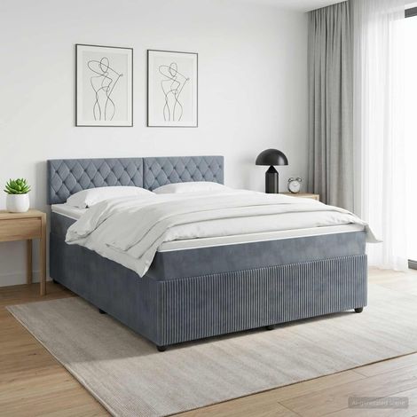 Cama box spring con colchón Gris oscuro 180 x 200 cm Terciopelo (1/5)