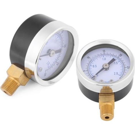 Manomètre - - Mini Cadran - 0-30psi - 0-2bar - Métal (1/2)