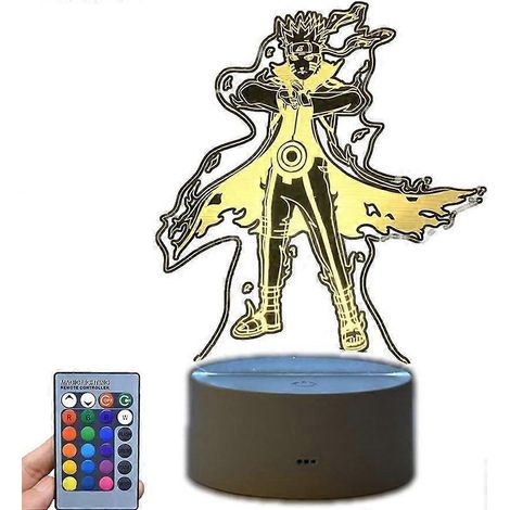 Veilleuses Anime Uzumaki Naruto, veilleuses 3D à effet de dessin animé, lampes de table LED, télécommande tactile/USB/piles, éclairage décoratif pour chambre et maison (1/5)