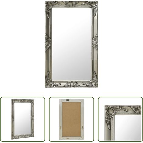 vidaXL Cadre en bois - Miroir mural style baroque 50x80 cm Argenté (1/5)