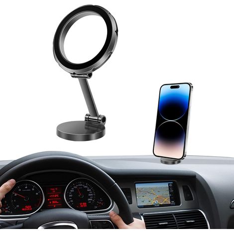 Porte-Téléphone Magnétique pour Voiture Support Magnétique à Rotation 360°  Support Navigation Anti-Dérapant Pour SUV Camion Véhicule de Voyage Trajet Routier et (1/5)