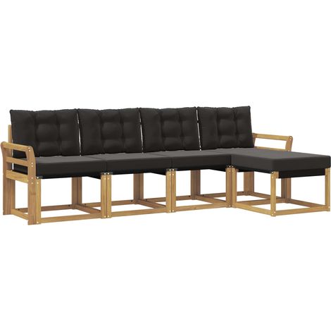 vidaXL Set di divani da esterno 5 pz Bianco e Nero