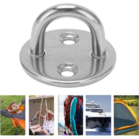 Plaque d'œillet en acier inoxydable robuste, crochet en U rond antirouille pour hamac, porte, bateau, maison - 6MM