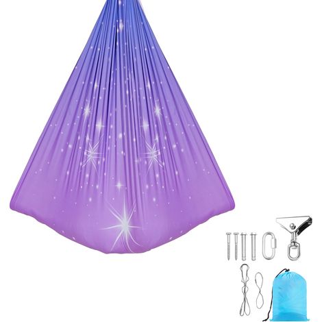 Balançoire sensorielle double couche, hamac sensoriel intérieur/extérieur avec pivot 360°, O-Sling, supporte jusqu'à 136 kg, yoga aérien réglable, pour enfants. (1/5)