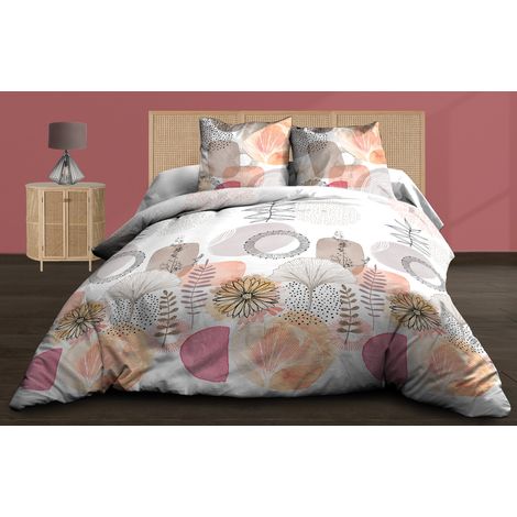 Housse de couette 220x240 cm – 100% coton – Tissage serré 57 fils – 2 taies d'oreiller 63x63 cm – Fermeture par boutons pression – Le Linge De Jules (1/5)