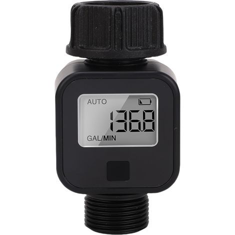 Digital water flow meter, 3/4 inch female to male thread, IPX5 waterproof, for garden hose, camper van (1/5)