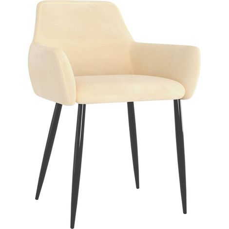 Maison Exclusive - Esszimmerstühle 2 Stk. Creme Samt (1/5)
