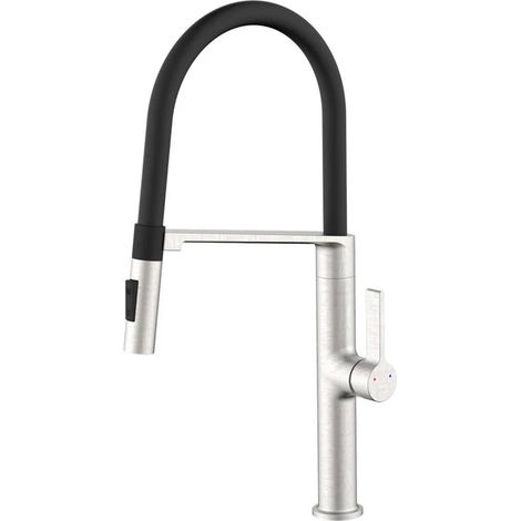 Lavello bocca alta SEUL orientabile con doccia acciaio spazzolato Ø25 mm (1/2)