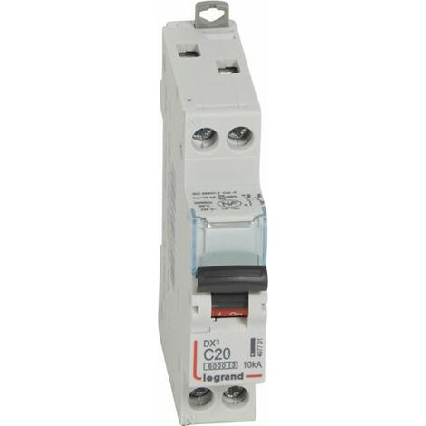 Disjoncteur DX³6000 10kA arrivée haute et départ bas à vis U+N 230V - 20A - courbe C - 1 module - LEGRAND