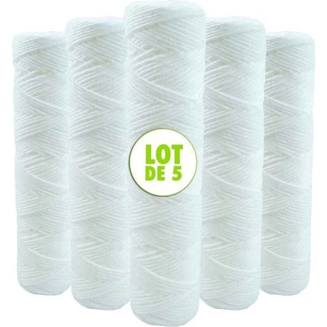 Lot de 5 Cartouches Bobinée Filtre à Eau Anti Sédiments - Compatibles Filtre 10 pouces (1/4)