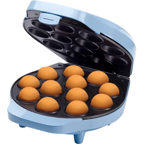 Bestron macchina per cake pop di dal design retrò, con maggiordomo per cake pop, forchetta e 12 bastoncini per cake pop, 700 W, colore: blu (1/4)