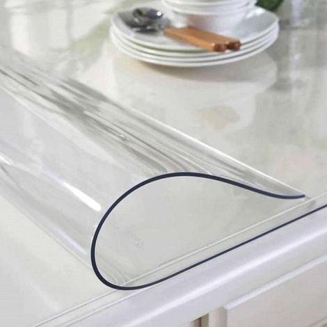 Mantel transparente, lámina para mesa, 2,0 mm, lámina transparente, protector de mesa para exteriores, lámina de PVC impermeable y lavable, lámina protectora antigrasa para mesas, 60 cm x 60 cm (1/5)