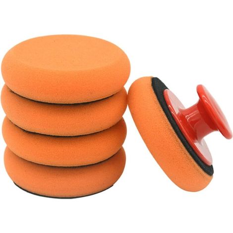 6pcs/Set Car Waxing Sponge High Density Wiping Polishing Buffing Pad Kit Polishing Handle Cleaning Sponge for Car Glass