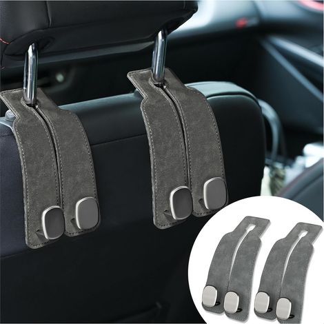 Set mit 2 universellen Autositzhaken – universelle Aufbewahrungshaken für Kopfstützen und Geldbörsen im Auto (grau)