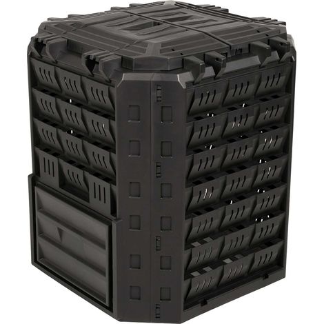 vidaXL Compostiera da giardino Nero 71 x 71 x 81,5 cm 100% PP
