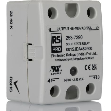 Relais statique RS PRO, 25 A, Montage sur panneau, Montage en surface, 32 V c.c., 480 V rms ( Prix pour 1 )