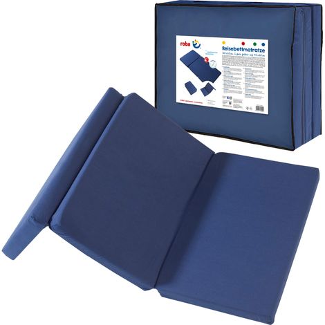 roba Materasso Imbottito per Bambini da Viaggio - 60 x 120 cm - Pieghevole in 3 Parti - in Tessuto e Sfoderabile - Multifunzionale - con Borsa da Trasporto - Blu (1/5)