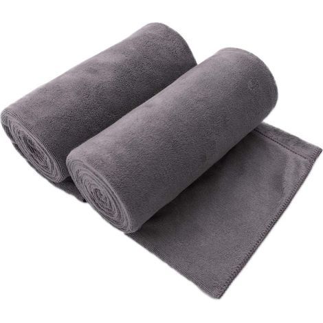 Asciugamani da bagno in microfibra, set da 2 (70 x 140 cm), formato grande, ultra morbidi, super assorbenti, ad asciugatura rapida, colori resistenti, ideali per sport, viaggi, fitness e spa (1/3)
