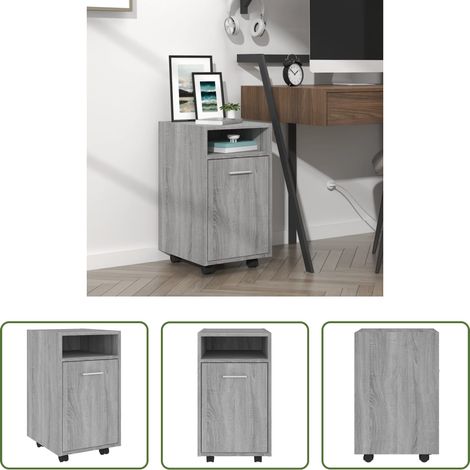 vidaXL Schrank mit Rädern -  Beistellschrank mit Rollen Grau Sonoma 33x38x60cm Holzwerkstoff (1/5)
