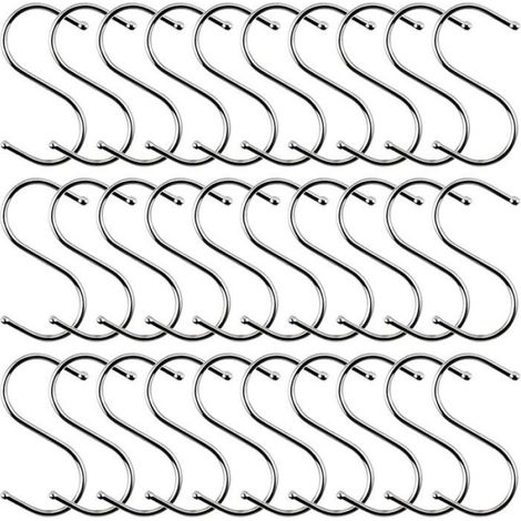 Crochets S inox 30 pcs 7cm – Suspension cuisine salle de bain antirouille argent Label (1/3)