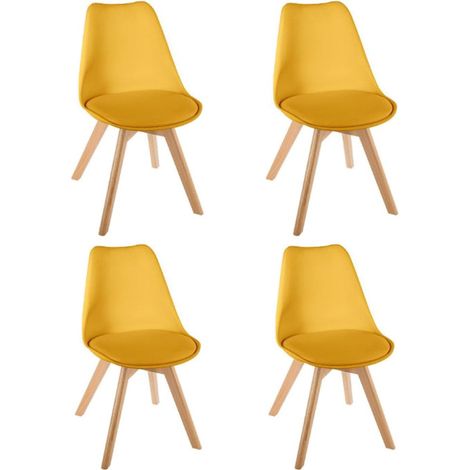 Lot de 4 Chaises Design "Baya" 81cm Jaune (1/3)