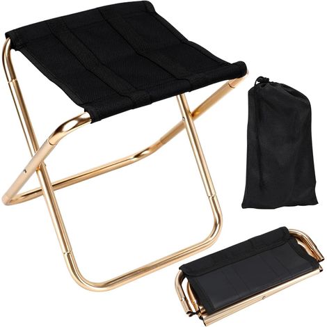 Leichter, faltbarer Campinghocker, tragbarer Outdoor-Stuhl zum Wandern, Angeln, für Garten und Strand, Oxford-Gewebe mit Tragetasche (Roségold)