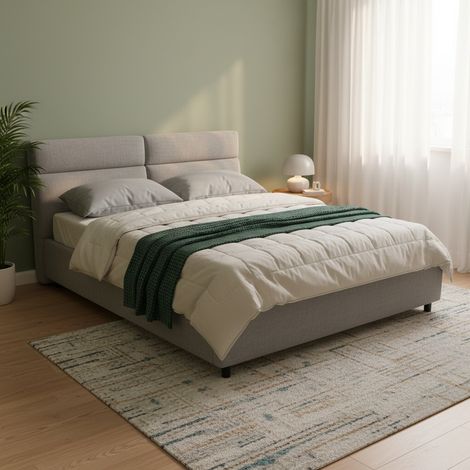 Letto Matrimoniale Ator, Letto Matrimoniale Sfoderabile, Contenitore Made in Italy, Dimensione Materasso 160x200 cm, Grigio (1/5)