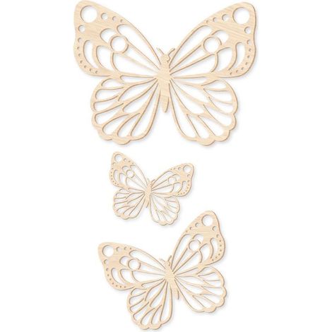 Décoration murale Papillons en bois  Set de 3