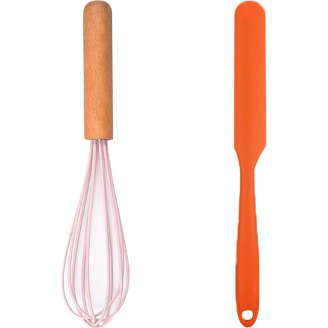 Ensemble Ustensiles Cuisine - Silicone Et Bois De Hêtre - Résistant Chaleur Et Rayures - Pour Casseroles Antiadhésives - Lot De 2 Pièces (1/5)